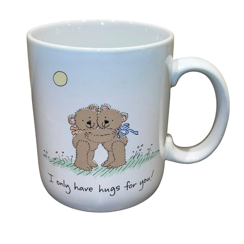 90s Vintage Hallmark Bears “I ONLY HAVE HUGS FOR YOU” 12oz Coffee Mug No Box EUC